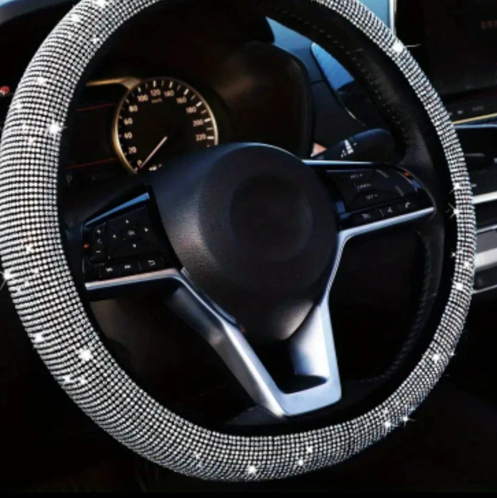 SILVER RINESTONE Steering Wheel COVER - Picture 4 of 6